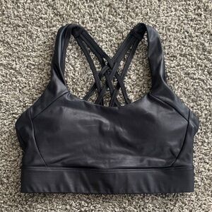 Sleek Black Strappy Sports Bra
